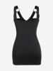 Plus Size O Ring Full Zipper Buckled Tank Top -  