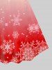 Plus Size Christmas 3D Buckles Snowflake Printed Ombre Vintage A Line Dress -  