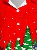 Chemise à Imprimé Sapin de Noël et Bonhomme de Neige de Grande Taille à Manches Longues - Rouge XL
