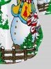 Chemise à Imprimé Sapin de Noël et Bonhomme de Neige de Grande Taille à Manches Longues - Rouge 6XL