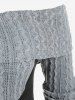 Plus Size Lace Up Cable Knit Panel Off The Shoulder Dress -  