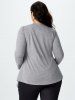 T-shirt Irrégulier à Imprimé Fleuri de Grande Taille Fausse Deux Pièces - Gris Clair 4X