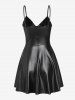 Mini Robe Corset à Bretelle à Lacets en Cuir PU - Noir S