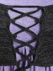 Plus Size Lace-up Cold Shoulder Space Dye Long Sleeves Tee -  