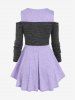 Plus Size Lace-up Cold Shoulder Space Dye Long Sleeves Tee -  