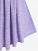 Plus Size Lace-up Cold Shoulder Space Dye Long Sleeves Tee -  
