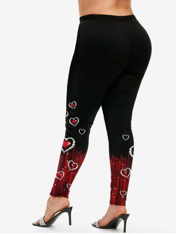 Plus Size Valentines High Rise Light Beam Heart Print Leggings