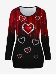 Plus Size Valentines Heart Light Beam Print Sweatshirt -  