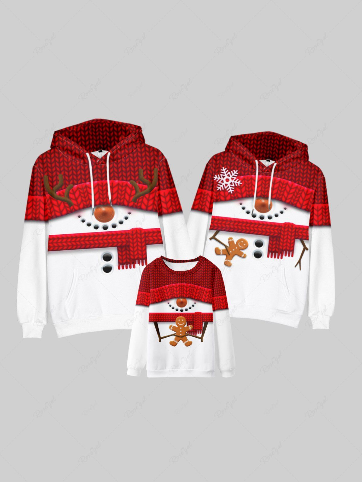 Latest Kids Christmas 3D Elk Gingerbread Printed Pullover Sweatshirt  