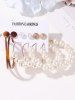 6Pcs Faux Pearl Hoop Earrings -  