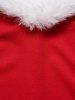 Mini Robe de Noël Ligne A Bicolore Panneau en Fausse Fourrure à Taille Haute à Lacets - Rouge M