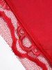 Mini Robe de Noël Ligne A Bicolore Panneau en Fausse Fourrure à Taille Haute à Lacets - Rouge M