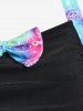 Plus Size Halter Tie Dye Dreamcatcher Print Bowknot Layered Tankini Swimsuit -  
