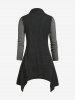 Plus Size Colorblock Shawl Collar Handkerchief Tee -  