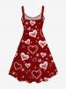 Plus Size Valentine Day Glitter Heart Print Sleeveless A Line Dress -  