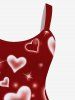 Robe Ligne A à Imprimé Cœur de Grande Taille sans Manches à Paillettes Pour La Saint-Valentin - Rouge foncé 5x | US 30-32