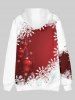 Plus Size Christmas Snowflake Ball Print Front Pocket Flocking Lined Hoodie -  