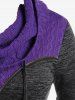 Plus Size Cowl Neck Space Dye Zippered Mixed Media Top -  