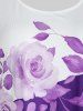 T-shirt Grande Taille Floral Croisé à Épaule Dénudée - Iris Pourpre L