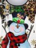 T-shirt de Noël à Imprimé Léopard Bonhomme de Neige et Flocon de Neige à Carreaux de Grande Taille à Manches Longues - Multi 5x | US 30-32