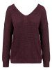 Artificial Pearl Twisted Back Drop Shoulder Sweater -  