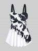 Plus Size Tie Dye Cinched Ruched Modest Boyshorts Tankini Swimsuit -  