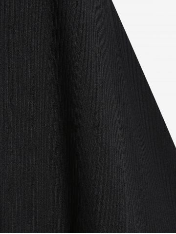 Plus Size Ribbed Cutout Rivet Uneven Hem Tunic Tee