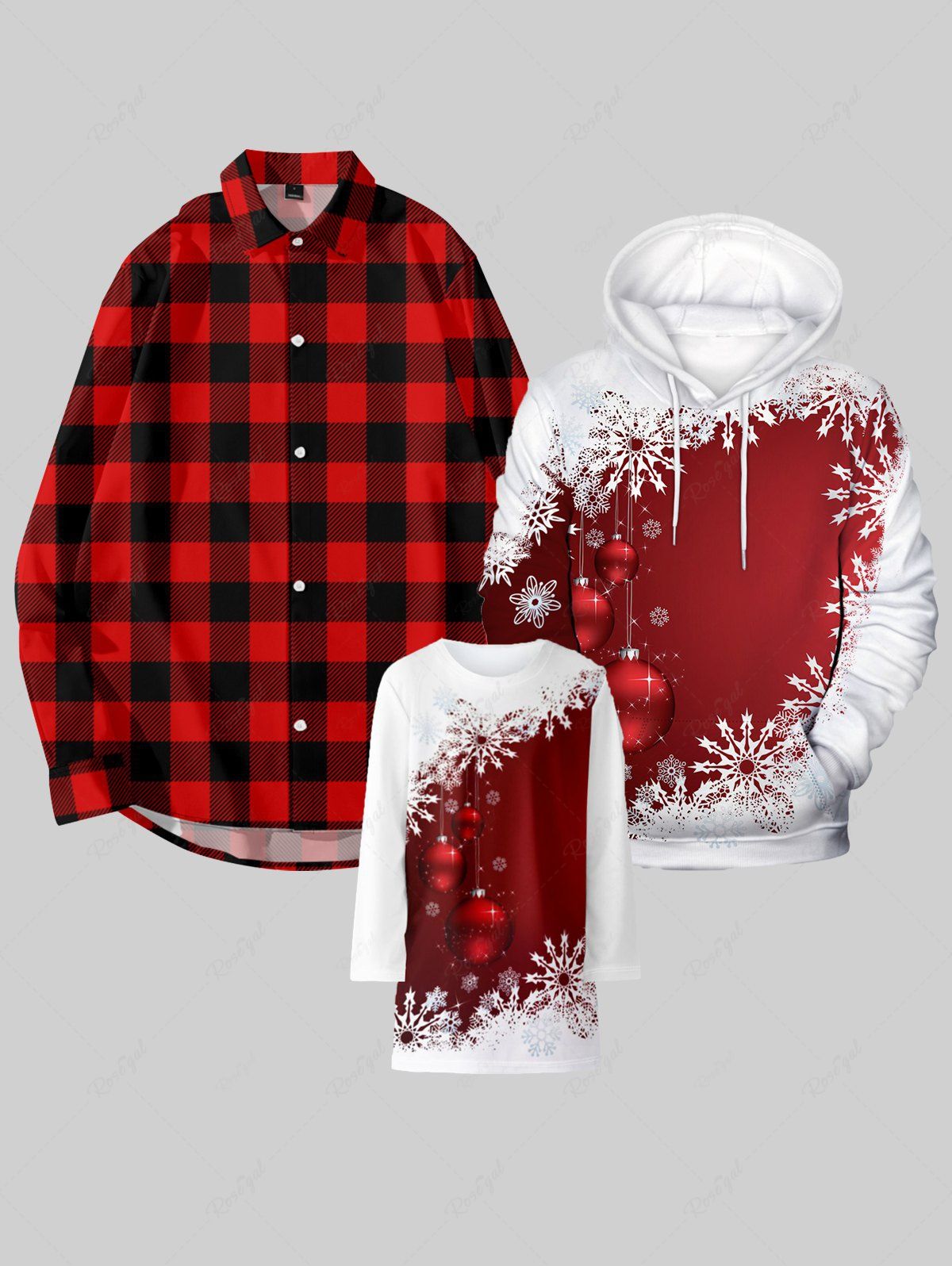 Outfit Kids Christmas Snowflake Ball Print Long Sleeve Tee Dress  