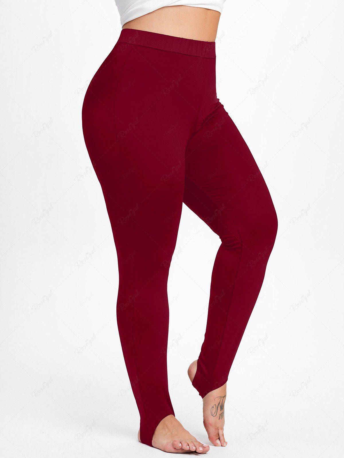 Outfits Plus Size Solid Skinny Stirrup Leggings  