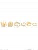 6 Pièces Bague Ouverte Géométrique Ronde Croisée Figure Jointive - d'or 