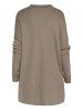Textured Two Tone Color Mock Pocket Frilled Long Sleeve Top -  