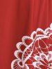 Plus Size Lace Panel Floral Print Off The Shoulder 1950s Dress -  
