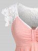 Plus Size Lace Panel Ruffled Handkerchief Empire Waist Tank Top -  