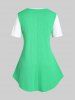 T-shirt Côtelé en Blocs de Couleurs à Demi-Zip de Grande Taille - Vert L | US 12