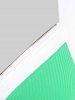 T-shirt Côtelé en Blocs de Couleurs à Demi-Zip de Grande Taille - Vert L | US 12
