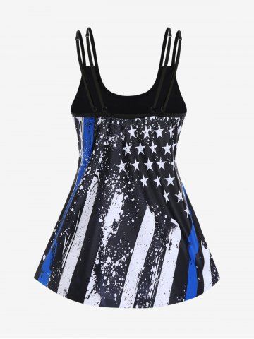 Plus Size American Flag Print Boyshorts Tankini Swimsuit