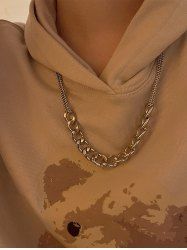 Punk Metal Chain Necklace -  