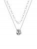 Circle Double Layer Chain Pendant Necklace -  