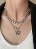 Butterfly Double Layer Pendant Choker Necklace -  