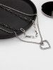 Collier Mosaïque Pendant à Double Couches Cœur - Argent 
