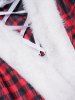 Christmas Off the Shoulder Faux Fur Panel Lace Up Long Sleeve A Line Midi Dress -  