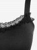 Plus Size Lace-trim Lace-up Layered Ruffled Cinched Ruched Sleeveless Midi Dress -  