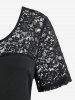 Robe de Noël Mi-longue à Imprimé Cerf Panneau en Dentelle de Grande Taille - Noir 1X