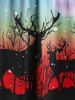 Plus Size Elk Print Lace Panel Christmas Midi Dress -  