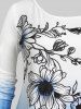 Plus Size Ombre Color Floral Print Tee -  