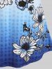 Plus Size Ombre Color Floral Print Tee -  