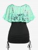 Plus Size & Curve Irregular Lace Capelet and Cinched Top -  