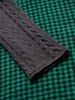 Mini Robe Ligne A en Tricot à Câble Panneau à Carreaux Imprimé à Lacets - Vert profond S
