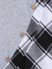 Plus Size Plaid Colorblock Long Sleeves A Line Midi Dress -  