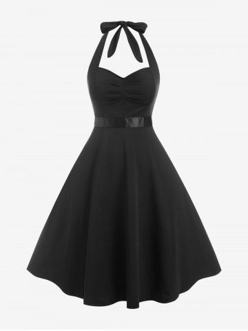 Vestido Espalda Abierta Tirantes Tamaño Plus - BLACK - 1X | US 14-16